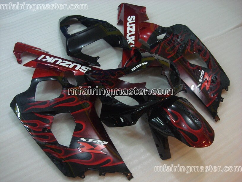 (image for) Fit for Suzuki GSXR 600 750 k4 2004 2005 fairing kit injection molding Red flame black