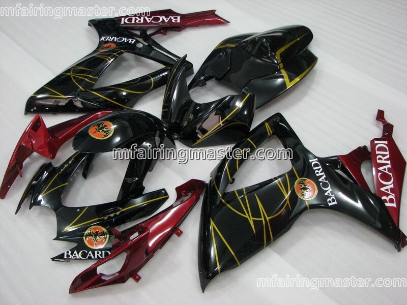 (image for) Fit for Suzuki GSXR 600 750 K6 2006 2007 fairing kit injection molding Bacardi black