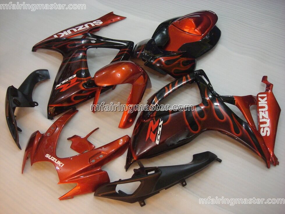 (image for) Fit for Suzuki GSXR 600 750 K6 2006 2007 fairing kit injection molding Red flame black