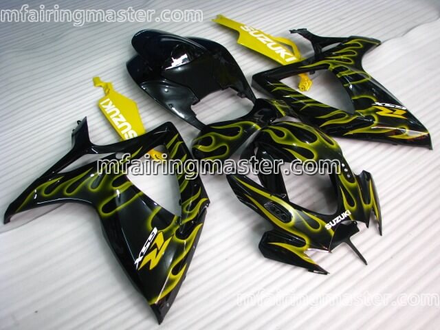 (image for) Fit for Suzuki GSXR 600 750 K6 2006 2007 fairing kit injection molding Yellow flame black