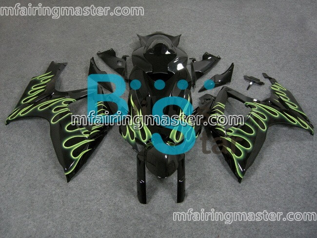 (image for) Fit for Suzuki GSXR 600 750 K6 2006 2007 fairing kit injection molding Green flame black