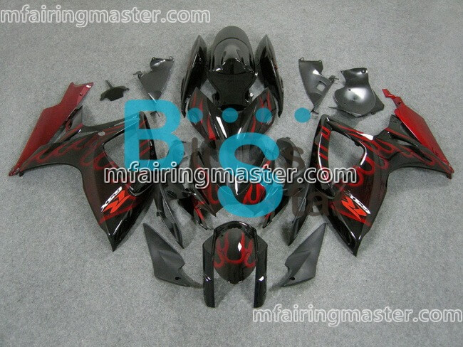 (image for) Fit for Suzuki GSXR 600 750 K6 2006 2007 fairing kit injection molding Red flame black