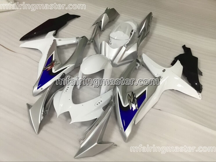 (image for) Fit for Suzuki GSXR 600 750 K8 2008 2009 2010 fairing kit injection molding Silver white