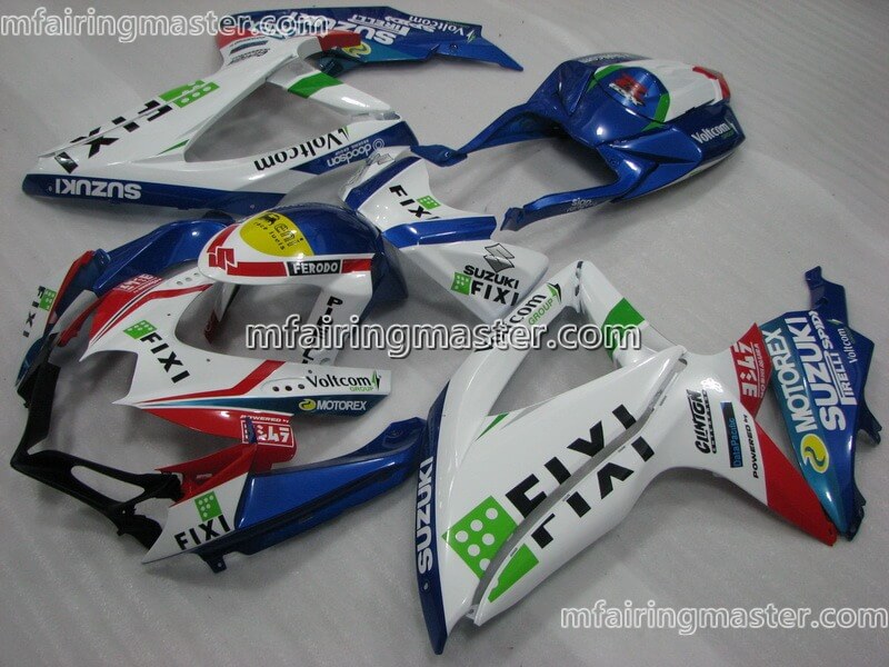 (image for) Fit for Suzuki GSXR 600 750 K8 2008 2009 2010 fairing kit injection molding Fixi white blue