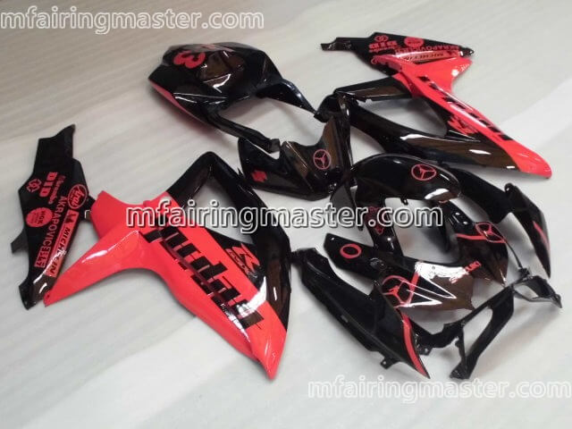 (image for) Fit for Suzuki GSXR 600 750 K8 2008 2009 2010 fairing kit injection molding Jordan black red