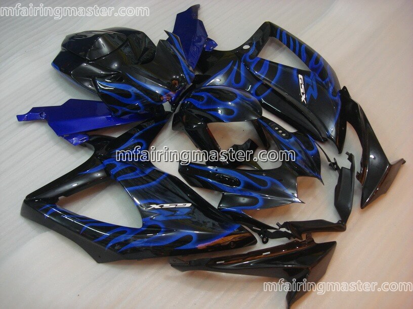 (image for) Fit for Suzuki GSXR 600 750 K8 2008 2009 2010 fairing kit injection molding Blue flame black