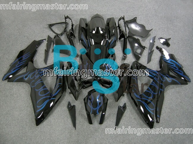 (image for) Fit for Suzuki GSXR 600 750 K8 2008 2009 2010 fairing kit injection molding Blue flame black