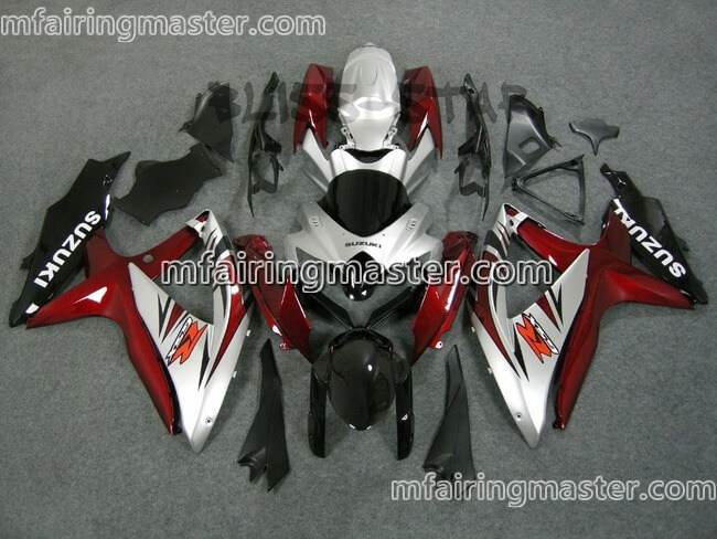 (image for) Fit for Suzuki GSXR 600 750 K8 2008 2009 2010 fairing kit injection molding Silver red