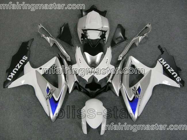 (image for) Fit for Suzuki GSXR 600 750 K8 2008 2009 2010 fairing kit injection molding Silver white