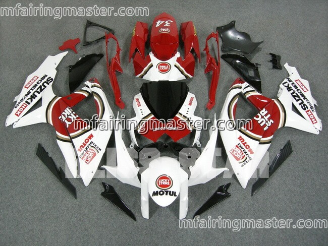 (image for) Fit for Suzuki GSXR 600 750 K8 2008 2009 2010 fairing kit injection molding Luckystrike red white