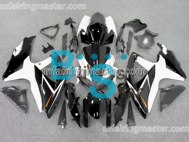 (image for) Fit for Suzuki GSXR 600 750 K8 2008 2009 2010 fairing kit injection molding Black white