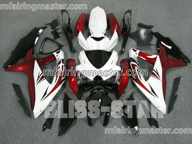 (image for) Fit for Suzuki GSXR 600 750 K8 2008 2009 2010 fairing kit injection molding Red white