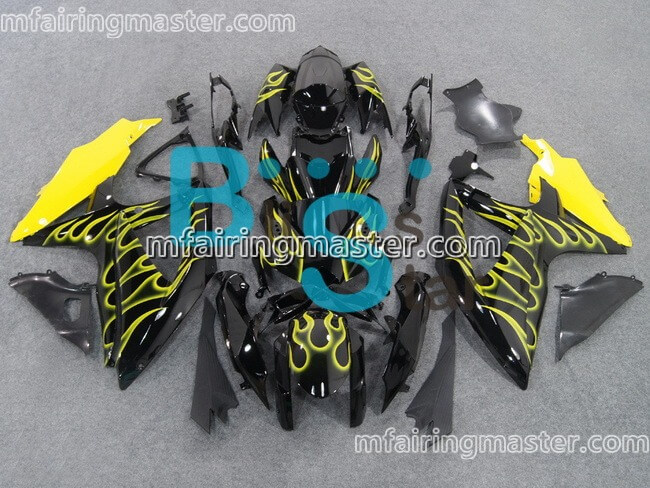 (image for) Fit for Suzuki GSXR 600 750 K8 2008 2009 2010 fairing kit injection molding Yellow flame black