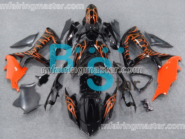 (image for) Fit for Suzuki GSXR 600 750 K8 2008 2009 2010 fairing kit injection molding Orange flame black