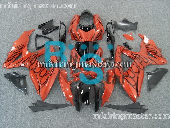 (image for) Fit for Suzuki GSXR 600 750 K8 2008 2009 2010 fairing kit injection molding Black flame red