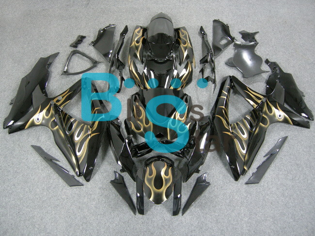 (image for) Fit for Suzuki GSXR 600 750 K8 2008 2009 2010 fairing kit injection molding Flame black