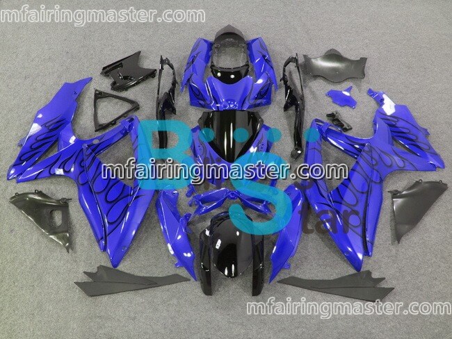 (image for) Fit for Suzuki GSXR 600 750 K8 2008 2009 2010 fairing kit injection molding Black flame blue