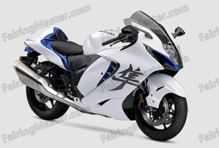 (image for) Fit for Suzuki GSXR 1300 Hayabusa 2021 2022 2023 2024 fairing kit injection molding white blue 103