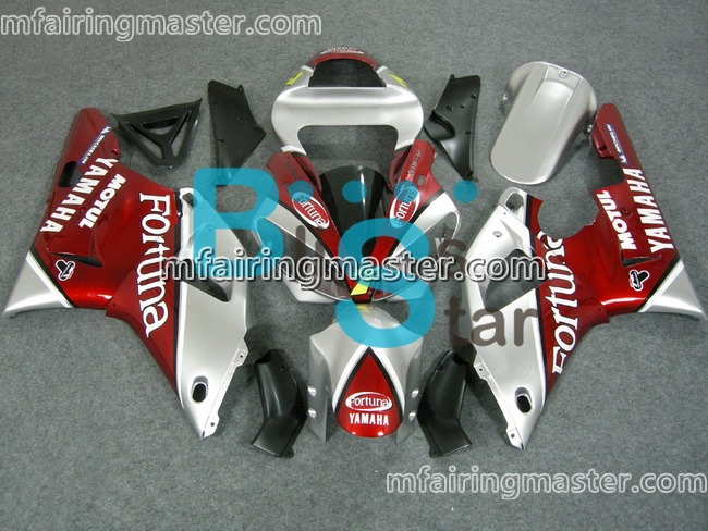 (image for) Fit for Yamaha YZF 1000 R1 2000 2001 fairing kit injection molding Fortuna silver red