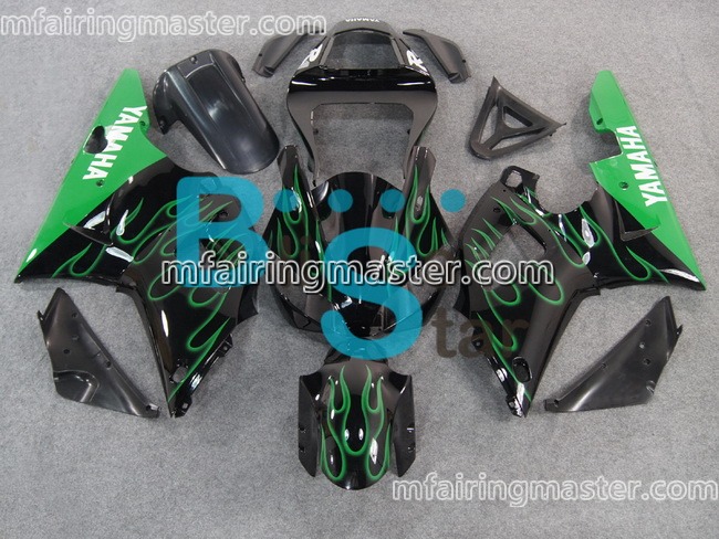 (image for) Fit for Yamaha YZF 1000 R1 2000 2001 fairing kit injection molding Green flame black