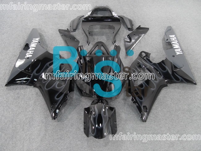 (image for) Fit for Yamaha YZF 1000 R1 2000 2001 fairing kit injection molding Smoking flame black