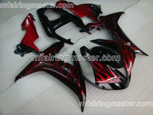 (image for) Fit for Yamaha YZF 1000 R1 2002 2003 fairing kit injection molding Red flame black
