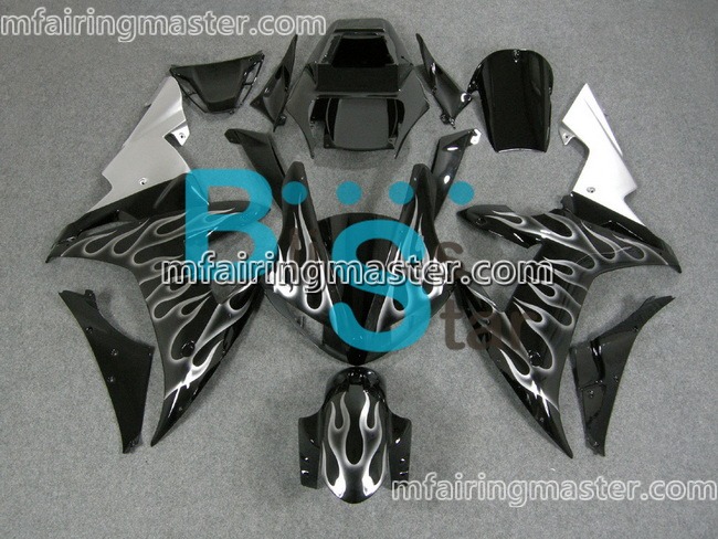 (image for) Fit for Yamaha YZF 1000 R1 2002 2003 fairing kit injection molding Smoking flame black