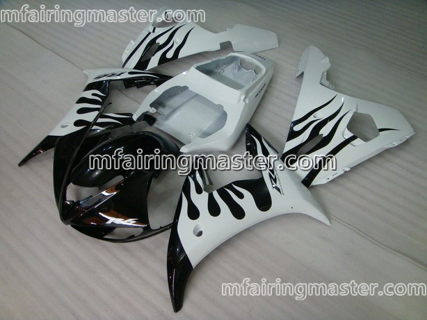 (image for) Fit for Yamaha YZF 1000 R1 2004 2005 2006 fairing kit injection molding Black flame white