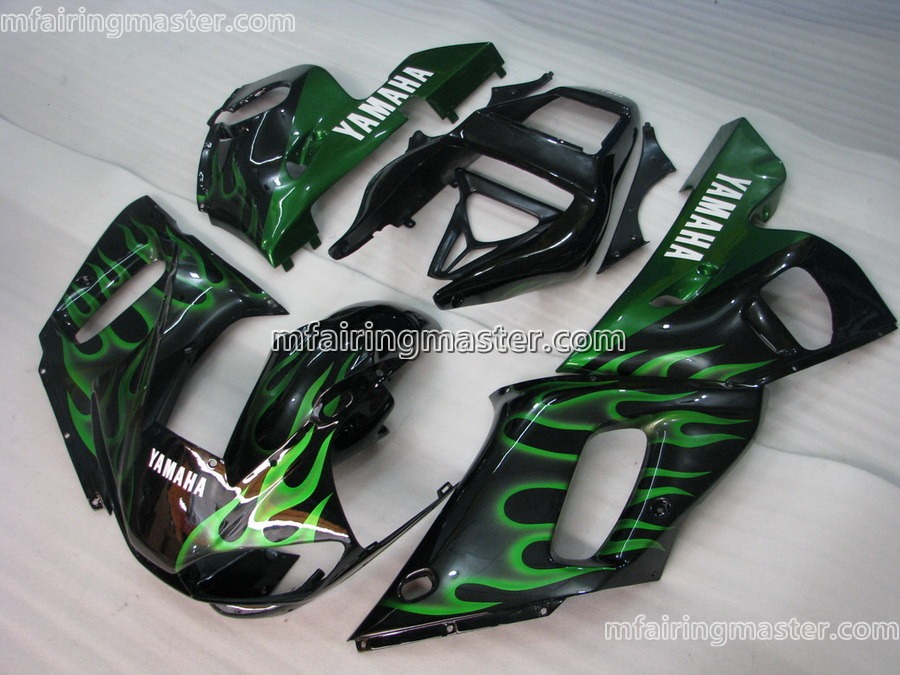 (image for) Fit for Yamaha YZF 600 R6 1998 1999 2000 2001 2002 fairing kit injection molding Green flame black