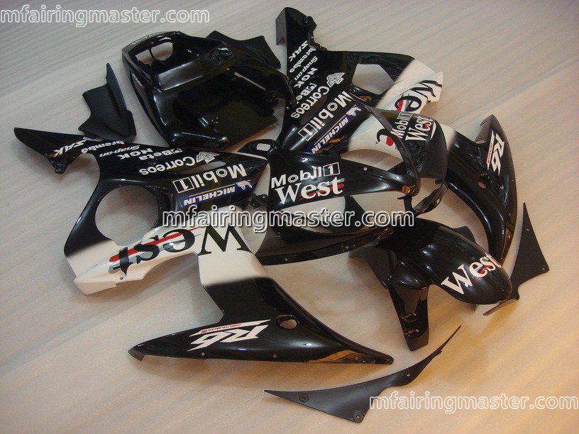 (image for) Fit for Yamaha YZF 600 R6 2003 2004 2005 fairing kit injection molding West black white