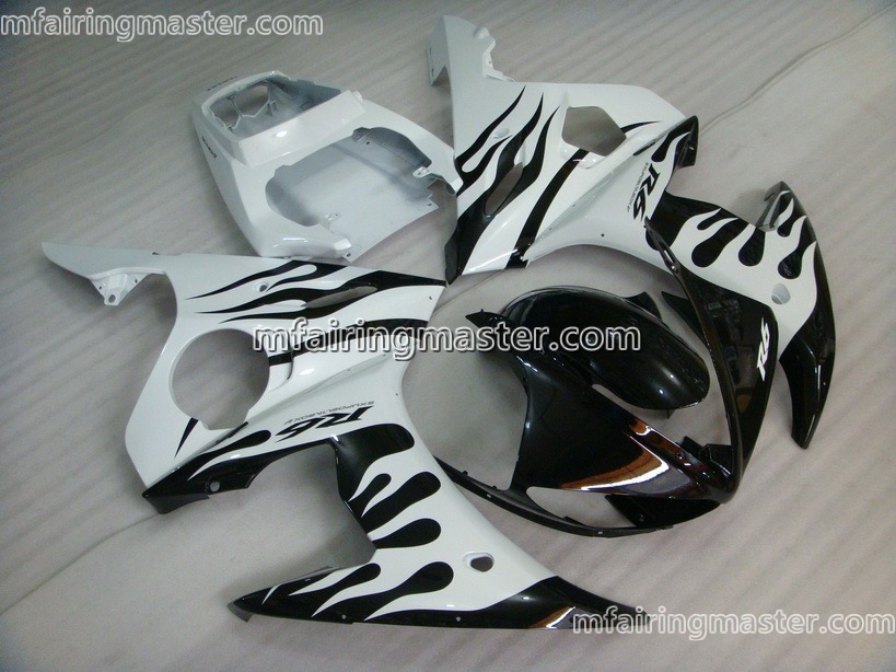 (image for) Fit for Yamaha YZF 600 R6 2003 2004 2005 fairing kit injection molding White flame black