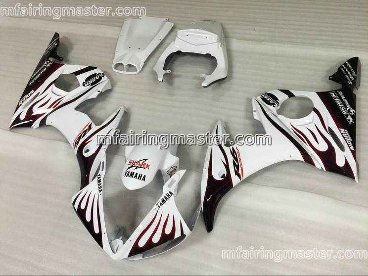 (image for) Fit for Yamaha YZF 600 R6 2003 2004 2005 fairing kit injection molding Red flame white