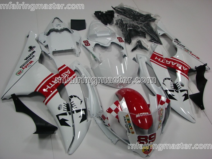 (image for) Fit for Yamaha YZF 600 R6 2006 2007 fairing kit injection molding 89 abarth white red