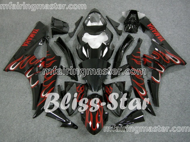 (image for) Fit for Yamaha YZF 600 R6 2006 2007 fairing kit injection molding Red flame black