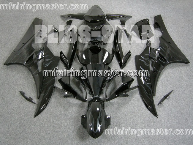 (image for) Fit for Yamaha YZF 600 R6 2006 2007 fairing kit injection molding Smoking flame black