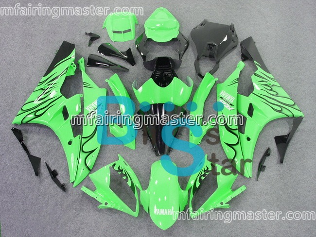 (image for) Fit for Yamaha YZF 600 R6 2006 2007 fairing kit injection molding Black flame green