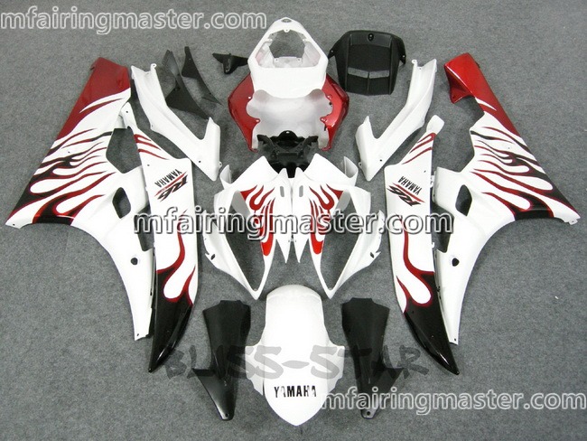 (image for) Fit for Yamaha YZF 600 R6 2006 2007 fairing kit injection molding Red flame white