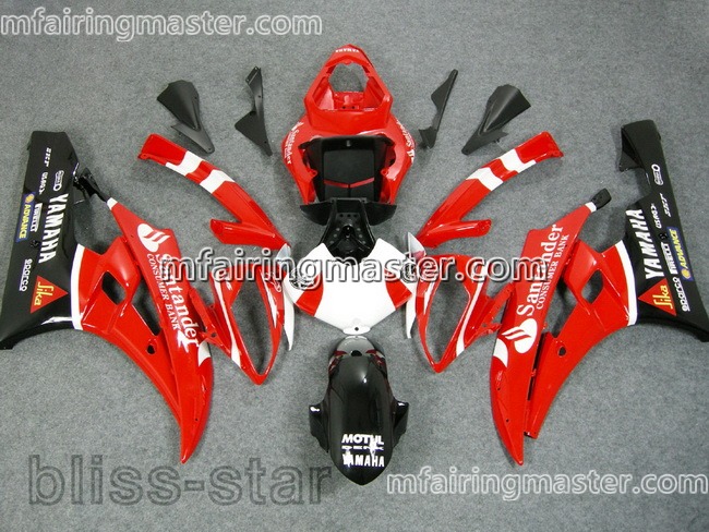 (image for) Fit for Yamaha YZF 600 R6 2006 2007 fairing kit injection molding Santander red black