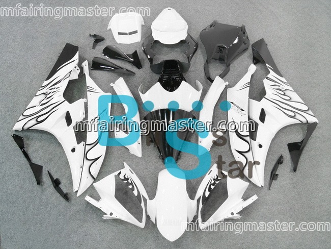 (image for) Fit for Yamaha YZF 600 R6 2006 2007 fairing kit injection molding Black flame white