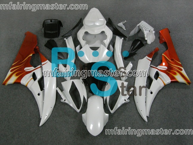 (image for) Fit for Yamaha YZF 600 R6 2006 2007 fairing kit injection molding White red