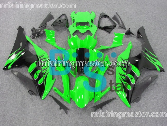 (image for) Fit for Yamaha YZF 600 R6 2008 2009 2010 2011 2012 2013 2014 2015 2016 fairing kit injection molding Green flame black