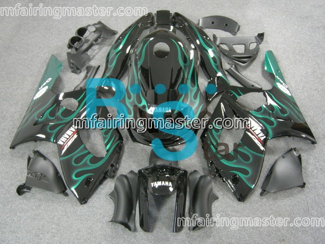 (image for) Fit for Yamaha YZF 600R Thundercat 1997 1998 1999 2000 2001 2002 2003 2004 2005 2006 2007 fairing kit Green flame black